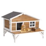 Casa Aislada para Gatos VEVOR DUSCH2509 Refugio de Madera con Aislamiento de Espuma Plataforma Grande 43.5 x 33.58 x 30.