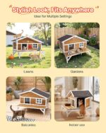 Casa Aislada para Gatos VEVOR DUSCH2509 Refugio de Madera con Aislamiento de Espuma Plataforma Grande 43.5 x 33.58 x 30.