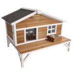 Casa Aislada para Gatos VEVOR DUSCH2509 Refugio de Madera con Aislamiento de Espuma Plataforma Grande 43.5 x 33.58 x 30.