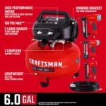 Craftsman Compresor de Aire Tipo Panqueque de 6 Galones Kit Combo de 4 Herramientas, 150 PSI, Libre de Aceite, Incluye C