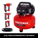 Craftsman Compresor de Aire Tipo Panqueque de 6 Galones Kit Combo de 4 Herramientas, 150 PSI, Libre de Aceite, Incluye C