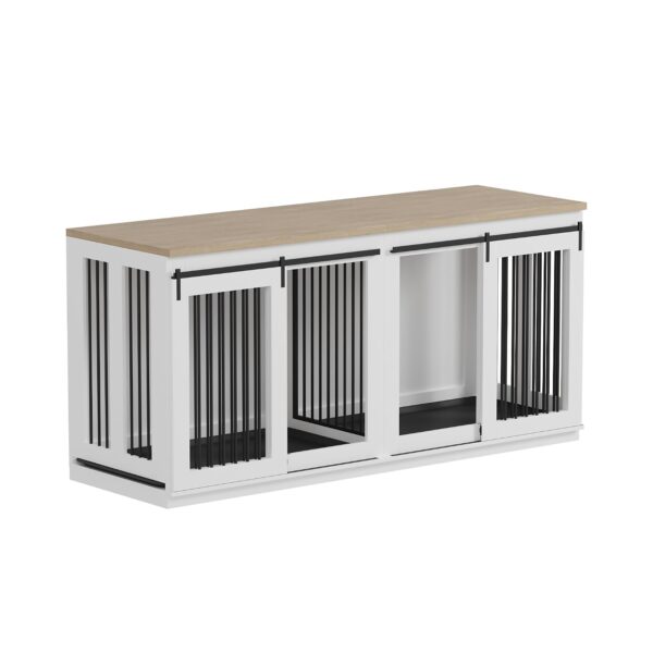 Mueble para Perros GarveeHome gyx-PHO_158HHEYJ6l con Divisor Marco de Acero 39x27x8 Pulgadas Blanco Roble Claro
