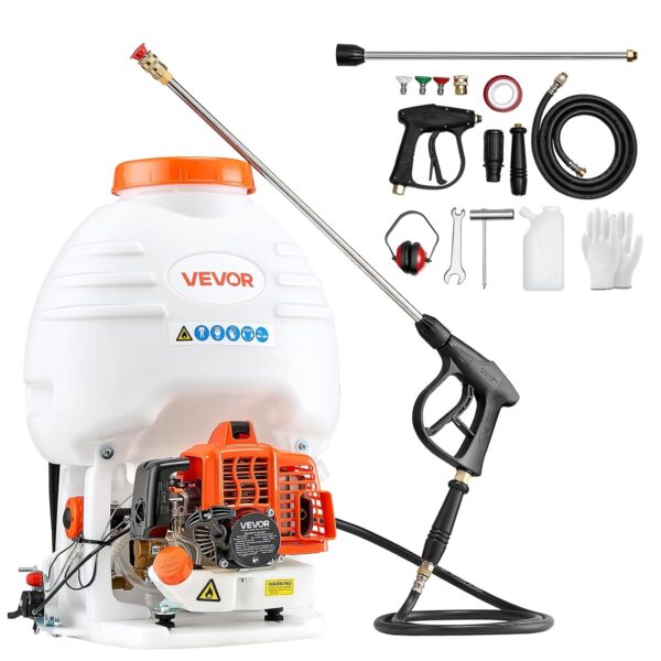 Pulverizador de Mochila a Gasolina VEVOR 3WZ-9 Motor 26.5cc 0.9HP Tanque 5 Galones Vara 24 Pulgadas