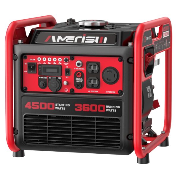 Generador Inversor AMERISUN AM5040 4500 W Motor 4 Tiempos 223cc Gasolina Sensor de CO Salida RV 120V 30A