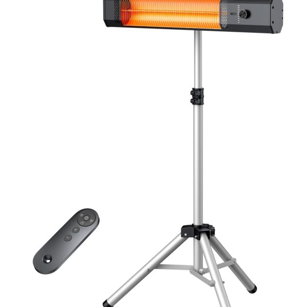 Calentador de Patio FLOWBREEZE SH04 Infrarrojo con Control Remoto Trípode Altura Ajustable 1500 Vatios IP65