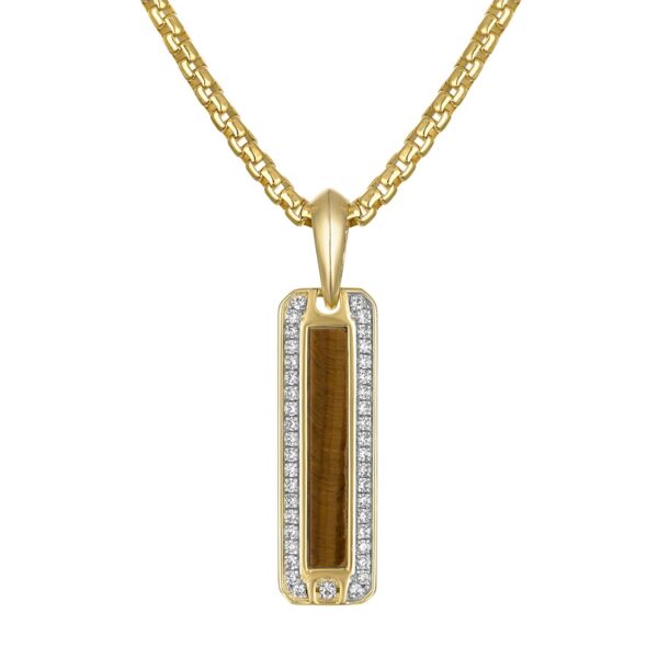 Colgante Bulova Jewelry BVP1029-YSWTOYTE Plata Esterlina Chapada en Oro de 14 Quilates con Ojo de Tigre y Topacio Blanco