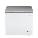 Congelador horizontal profundo Frigidaire, capacidad de 7 pies cúbicos, diseño de tapa superior de acero inoxidable bril