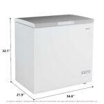 Congelador horizontal profundo Frigidaire, capacidad de 7 pies cúbicos, diseño de tapa superior de acero inoxidable bril