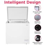 Congelador horizontal profundo Frigidaire, capacidad de 7 pies cúbicos, diseño de tapa superior de acero inoxidable bril