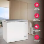 Congelador horizontal profundo Frigidaire, capacidad de 7 pies cúbicos, diseño de tapa superior de acero inoxidable bril