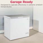 Congelador horizontal profundo Frigidaire, capacidad de 7 pies cúbicos, diseño de tapa superior de acero inoxidable bril