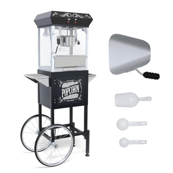 Trygoal Máquina de palomitas de maíz con carrito, palomitas de maíz con hervidor de 8 onzas que hace hasta 32 tazas, car