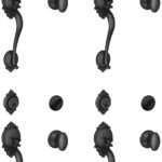 SCHLAGE Brookshire - Juego de manijas de un solo cilindro y perilla Siena, negro mate (F60 BRK 622 SIE) (paquete de 4)
