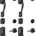 SCHLAGE Camelot - Juego de manillas de un solo cilindro y palanca de acento derecha, negro mate (F60 CAM 622 Acc RH) (pa