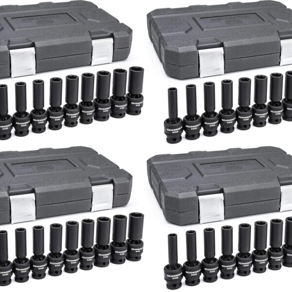 Juego de Llaves de Impacto Universal GEARWRENCH 84945N 10 Piezas 1/2 Pulgada 6 Puntos Profundo Métrico Paquete de 4