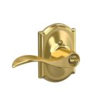 SCHLAGE Accent Lever with Camelot Trim Keyed Entry Lock in Bright Brass - F51A Acc 605 CAM (Pack of 8)