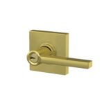 SCHLAGE F51A LAT 608 COL Latitude - Manilla de puerta con moldura Collins, cerradura de entrada con llave, latón satinad
