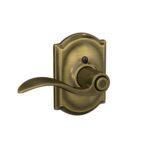 SCHLAGE Accent Lever with Camelot Trim Bed and Bath Lock in Antique Brass - F40 Acc 609 CAM (Pack of 8)
