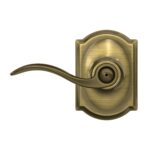 SCHLAGE Accent Lever with Camelot Trim Bed and Bath Lock in Antique Brass - F40 Acc 609 CAM (Pack of 8)
