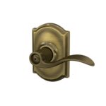 SCHLAGE Accent Lever with Camelot Trim Bed and Bath Lock in Antique Brass - F40 Acc 609 CAM (Pack of 8)