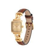 Reloj Coach Cass Mujer Cuarzo Caja Cuadrada Acero Inoxidable Correa de Piel de Becerro Dorado 22mm