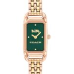 Reloj COACH Cadie 14504551 para Mujer Caja Rectangular Acero Inoxidable Rose Gold Dial Verde