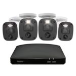 Swann Sistema de cámara de seguridad DVR 4K con cable, 8 canales, 4 cámaras Bullet al aire libre, almacenamiento HDD de