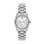 Reloj Michael Kors Lexington MK4979 para Mujer Caja de Acero Inoxidable 34mm Esfera Blanca Sunray Correa Plateada Resist