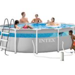 Piscina Sobre El Suelo Intex Clearview Premium 26721MZ 14 Pies x 42 Pulgadas con Bomba de Filtro Krystal Clear 1000 GPH