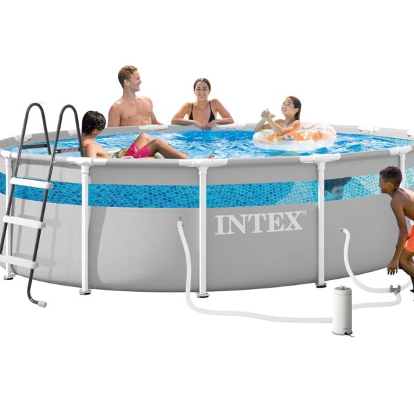 Piscina Sobre El Suelo Intex Clearview Premium 26721MZ 14 Pies x 42 Pulgadas con Bomba de Filtro Krystal Clear 1000 GPH