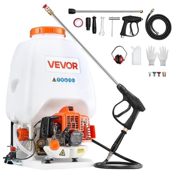 Pulverizador de Mochila a Gasolina VEVOR Motor 26.5cc 0.9HP Tanque 6.5 Galones Varilla 24 Pulgadas