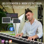 Juego de teclado de piano de 88 teclas, piano digital electrónico con altavoz y micrófono integrados, teclado portátil p