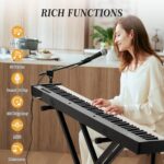 Juego de teclado de piano de 88 teclas, piano digital electrónico con altavoz y micrófono integrados, teclado portátil p