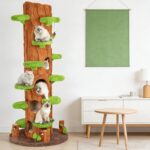 Árbol para Gatos KAMABOKO Cat Tower Tree 88.6 Pulgadas 6 Niveles Madera Marrón Base 39.4 Pulgadas