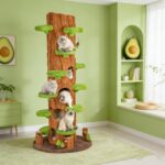 Árbol para Gatos KAMABOKO Cat Tower Tree 88.6 Pulgadas 6 Niveles Madera Marrón Base 39.4 Pulgadas