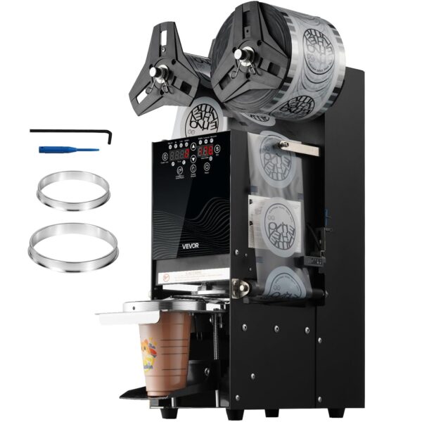 VEVOR Máquina selladora de tazas totalmente automática, 500-650 tazas/h, selladora de tazas para tazas de 180 mm de altu