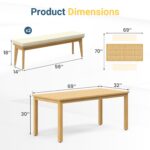 Juego de Comedor de Patio Wisteria Lane ZDC133-WW 3 Piezas Madera de Acacia Beige con Cojín