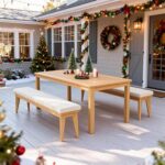 Juego de Comedor de Patio Wisteria Lane ZDC133-WW 3 Piezas Madera de Acacia Beige con Cojín