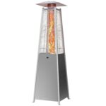 Calentador de Patio OLIXIS SW-JRQT01-SR 48000 BTU Piramide con Ruedas y Encendido de Propano Acero Inoxidable
