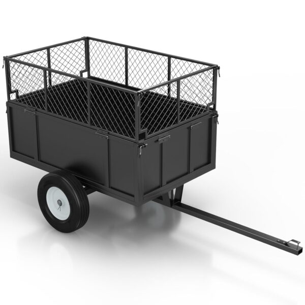 Remolque utilitario resistente, carrito de jardín ATV/UTV de capacidad de 750 libras con cama de 17 pies cúbicos, lados