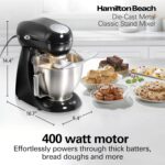 Hamilton Beach - Batidora eléctrica clásica de metal fundido a presión, 12 velocidades | 4.5-Quart Stainless Steel Bowl,