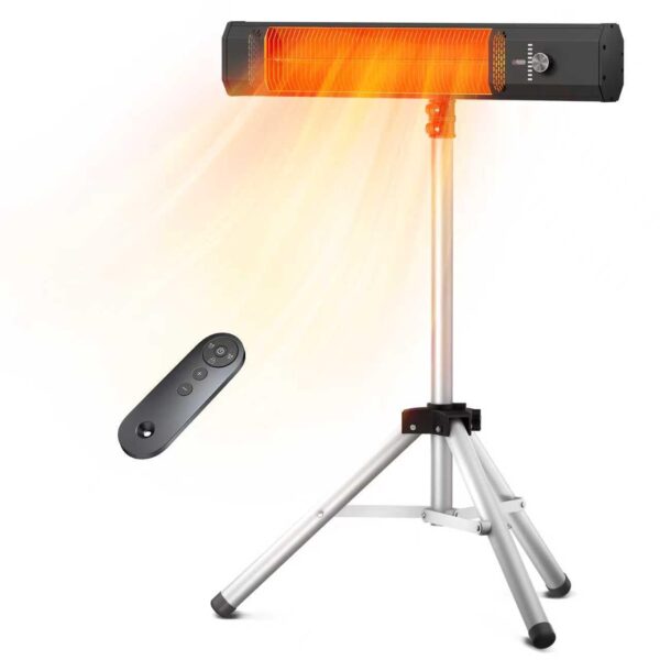 Calentador de Patio FLOWBREEZE SH04 Infrarrojo con Control Remoto Altura Ajustable Trípode 1500W Color Ónice