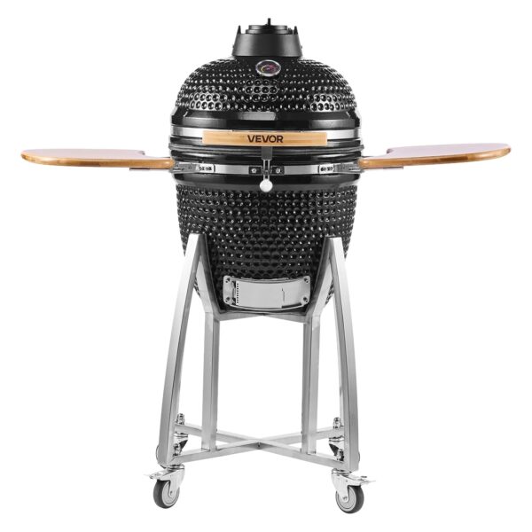Ahumador y Parrilla de Carbón VEVOR AU-18 18 Pulgadas Cerámica Negro con 4 Ruedas
