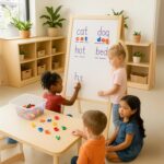 Caballete de Aprendizaje STEM 4 en 1 Constructive Playthings AMZ-6086 de Madera Beige 47 Pulgadas