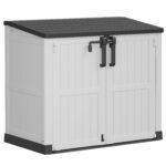 Cobertizo de Almacenamiento Exterior LHBcraft AMZ-LC-TT013-1-2 36 Pies Cúbicos Resina Negro Ceniciento con Piso y Puerta