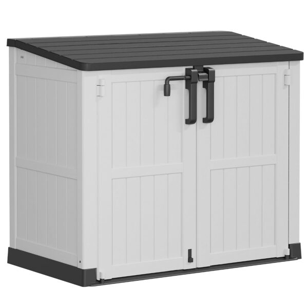Cobertizo de Almacenamiento Exterior LHBcraft AMZ-LC-TT013-1-2 36 Pies Cúbicos Resina Negro Ceniciento con Piso y Puerta