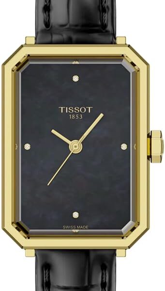 Reloj Tissot SRV para Mujer T1601103612600 Caja de Acero Inoxidable Esfera de Nácar Negro Correa de Cuero