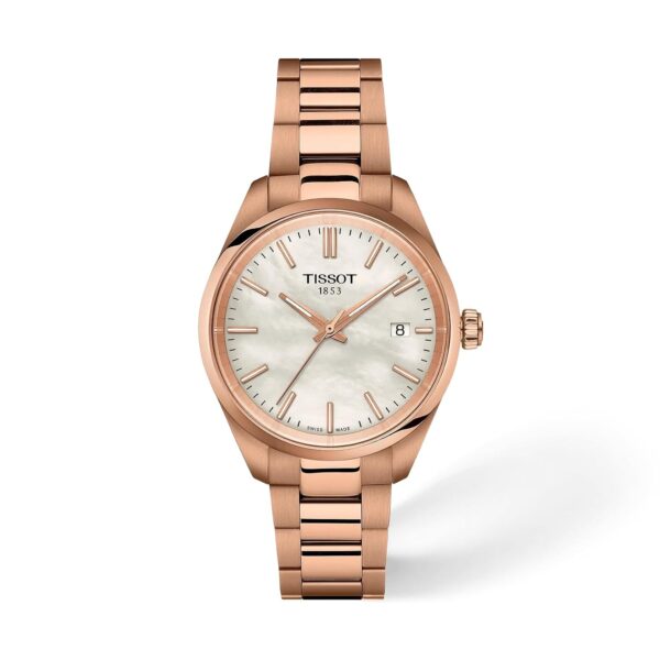 Reloj Tissot PR 100 T1502103311100 Mujer Acero Inoxidable Caja PVD Oro Rosa Esfera Madreperla Blanca 34 mm