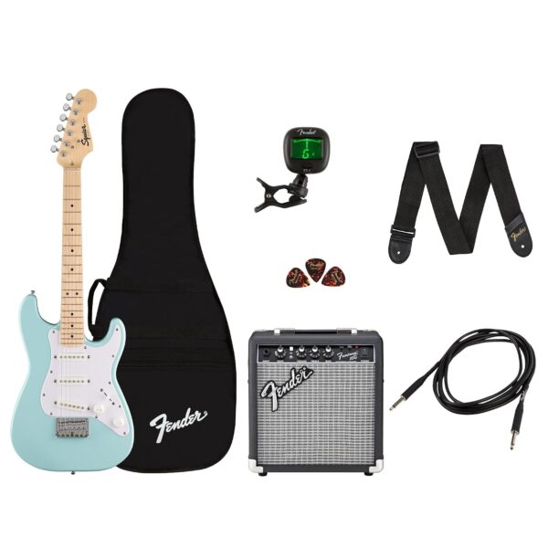 Kit de guitarra eléctrica Fender Mini Stratocaster, kit de guitarra para principiantes, con garantía de 2 años, con ampl