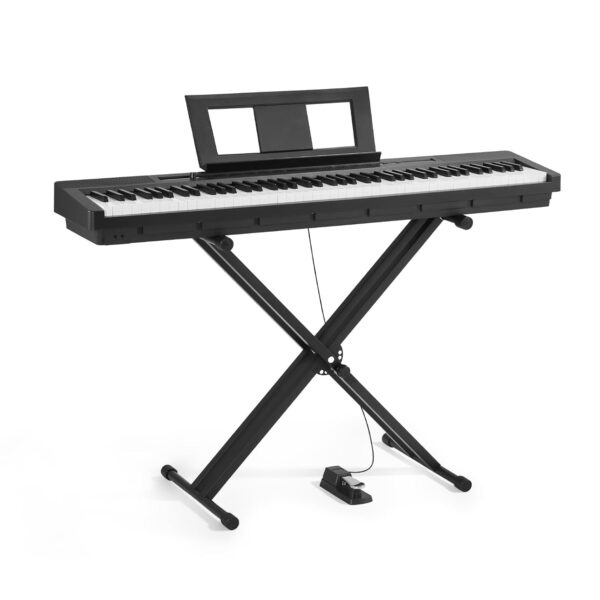 VEVOR Piano digital pesado, 88 teclas totalmente pesadas, piano eléctrico doble teclado y altavoces con soporte X, pedal